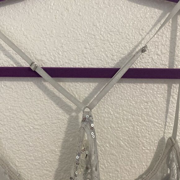 NWOT- Free People Intimately- Best Idea Cami- grey/silver lace-size x-small - Picture 10 of 12